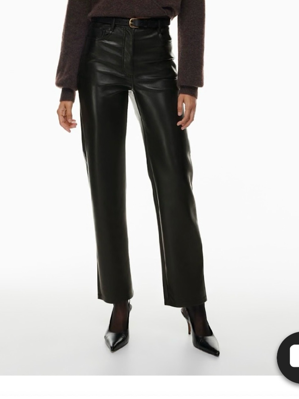 Aritzia Wide-Leg Faux Leather Pants - Black